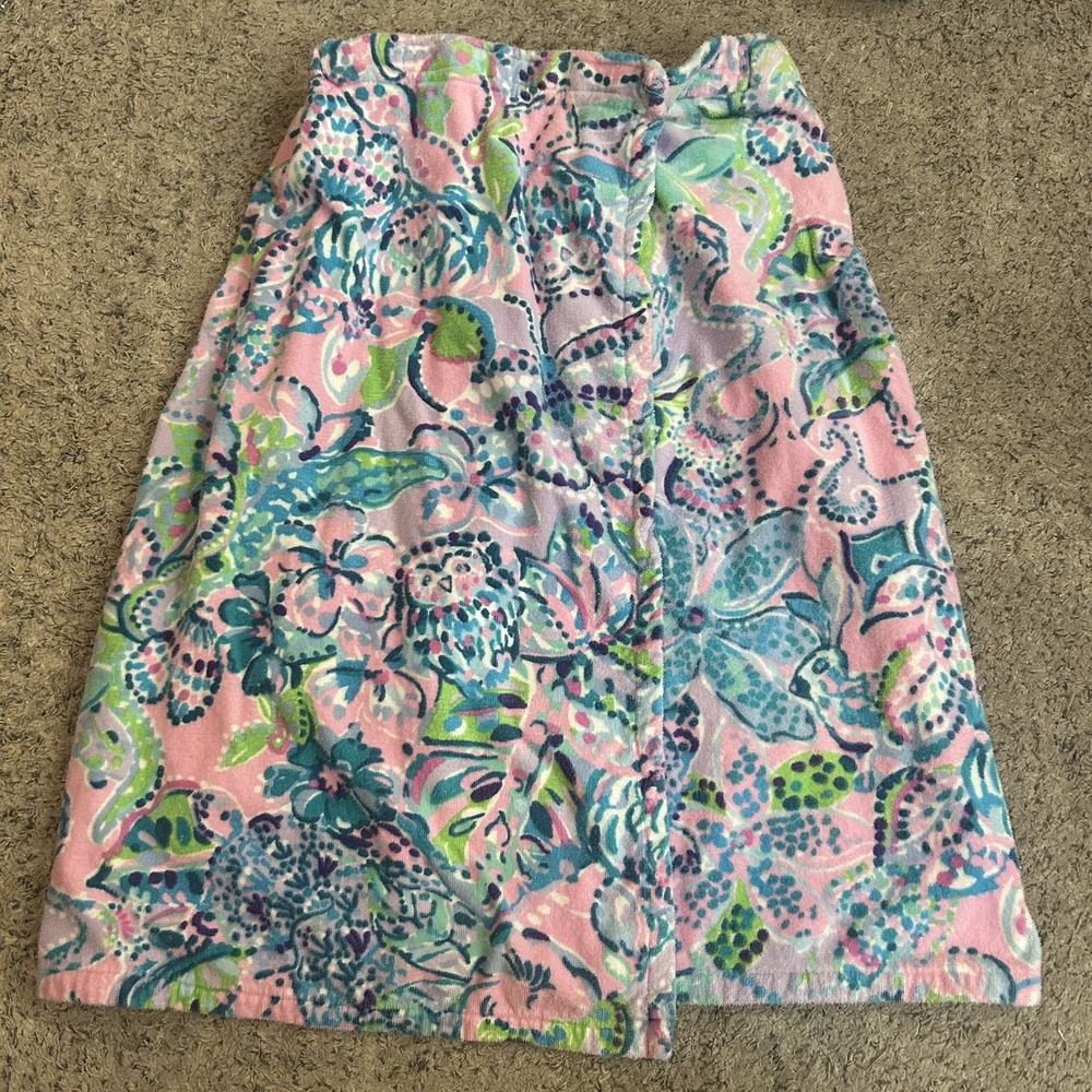 Lilly Pulitzer Bath wrap Towel Aqua Teal Pink Tropical